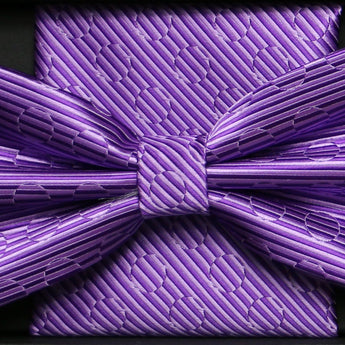 Steven Land | Solid Textured Bow Ties and Hankey Set | Purple