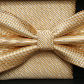 Steven Land | Solid Textured Bow Ties and Hankey Set | Cream