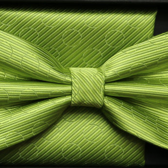 Steven Land | Solid Textured Bow Ties and Hankey Set | Lime