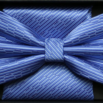 Steven Land | Solid Textured Bow Ties and Hankey Set | Light Blue