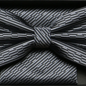 Steven Land | Solid Textured Bow Ties and Hankey Set | Black