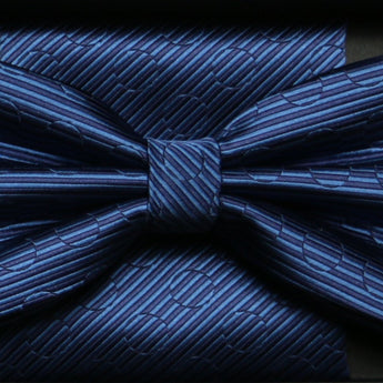 Steven Land | Solid Textured Bow Ties and Hankey Set | Navy