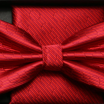 Steven Land | Solid Textured Bow Ties and Hankey Set | Red