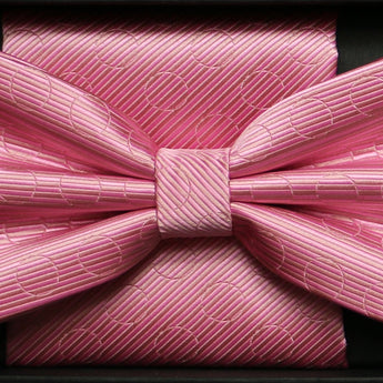 Steven Land | Solid Textured Bow Ties and Hankey Set | Pink