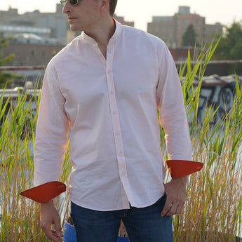 Steven Land | Banded Collar Stretch Textured Dress Shirt