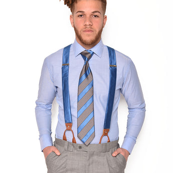 Herringbone Dress Shirt | Blue | Slim Fit