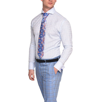 Strié Check Dress Shirt | Blue | DA1902