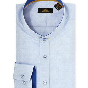 Steven Land | Banded Collar Stretch Textured Dress Shirt