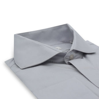 Poplin Dress Shirt Hidden Placket 100% Cotton | Cutaway collar | French Cuff | Color Silver