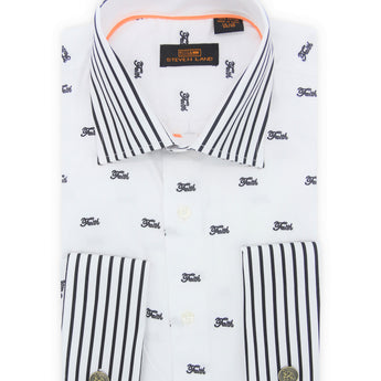 All Over Faith Stripe Contrast Cotton Dress Shirt