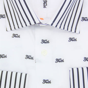 Steven Land | Classic Fit | All Over Faith Stripe Contrast Cotton Dress Shirt