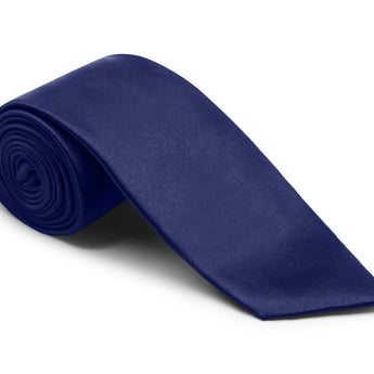 Steven Land Solid Essential Collection 100% Silk Tie and Matching Hanky - Navy Color