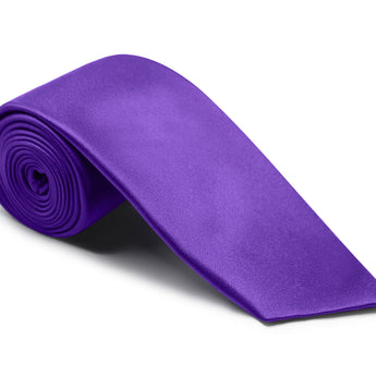 Steven Land Solid Essential Collection 100% Silk Tie and Matching Hanky - Purple Color