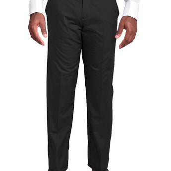 Pants | Regular Cut | 100% Cotton Chino Flat Front Pants | Black