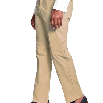 Pants | Regular Cut | 100% Cotton Chino Flat Front Pants | Khaki