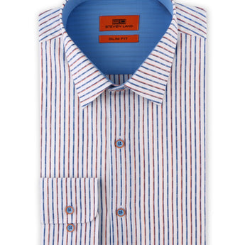 Stripes Contrast Stripe Dress Shirt for Men | Blue