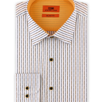 Contrast Stripe Dress Shirt for Men | Gold