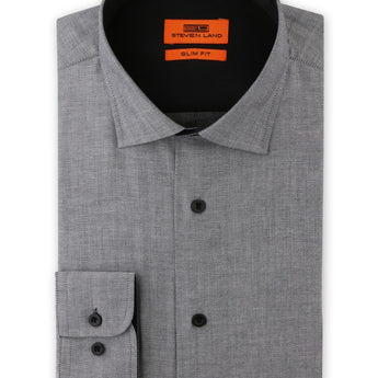 Herringbone Dress Shirt | Black | Slim Fit