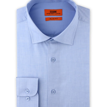 Herringbone Dress Shirt | Blue | Slim Fit