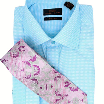 Steven Land | 4 PC Set | Dress Shirt, Tie, Hanky & Cufflink