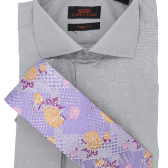 Steven Land | 4 PC Set | Dress Shirt, Tie, Hanky & Cufflink