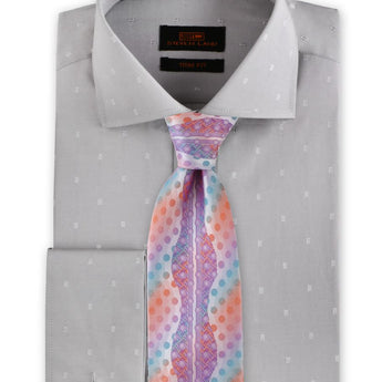 Steven Land | Dress Shirt | TA1906 | Trim Fit | Wide Spread Collar | French Novelty Cuff | Silver