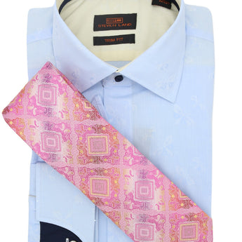 Steven Land | 4 PC Set | Dress Shirt, Tie, Hanky & Cufflink