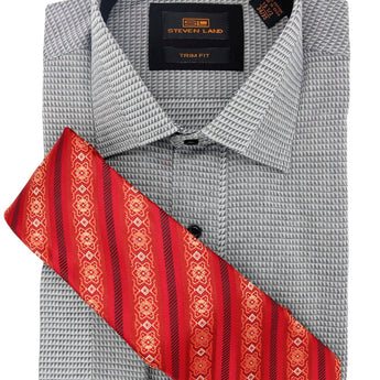 Steven Land | 4 PC Set | Dress Shirt, Tie, Hanky & Cufflink