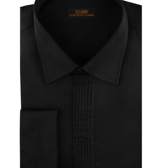 Sharp Pleat Tuxedo Dress Shirt | Black