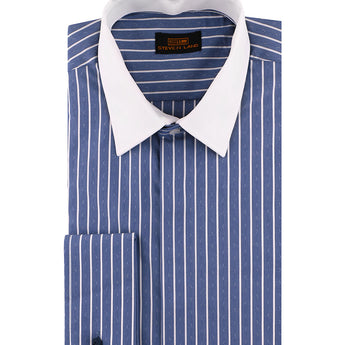 3 In 1 Dress Shirt | Interchangeable Collars | Blue