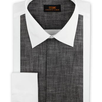 Steven Land | Cotton Lurex Tuxedo Shirt | Color White/Silver