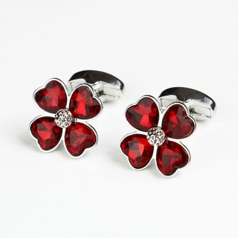 Steven Land Ruby Clover Shaped Cufflink Set in a Box