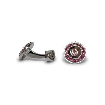 Steven Land Cufflinks | Spiral Design | Pink Gemstones set in Silver