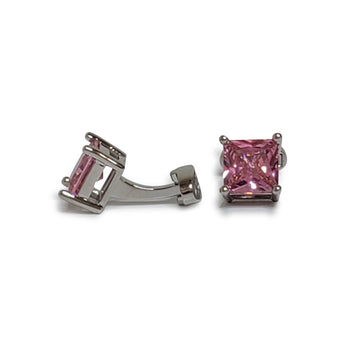 Steven Land Cufflinks | Square Stone in Pink